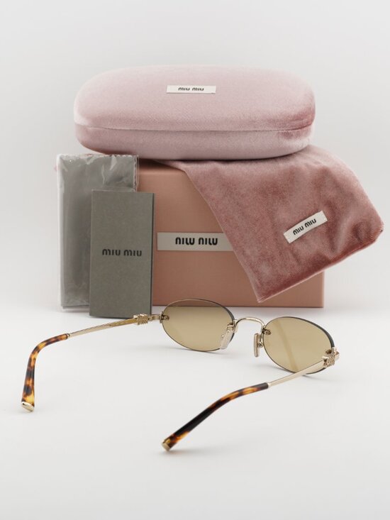 Miu Miu MUA54S ZVN10R Oval Rimless Sunglasses – Gold / Yellow main image 8